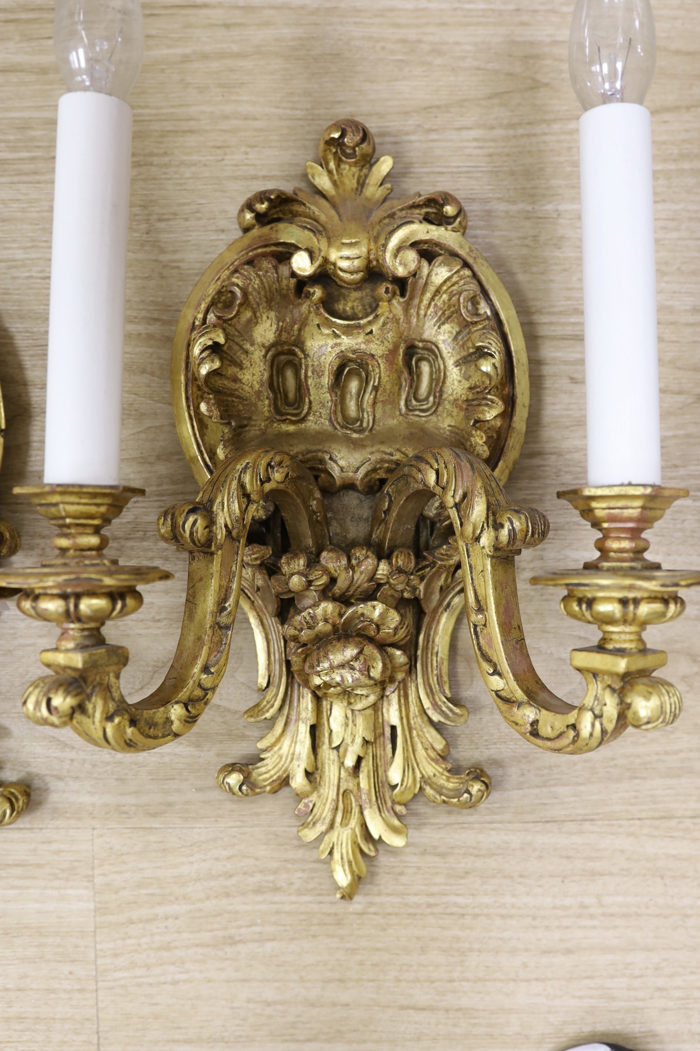 A pair of decorative wall sconces - approx 50cm long